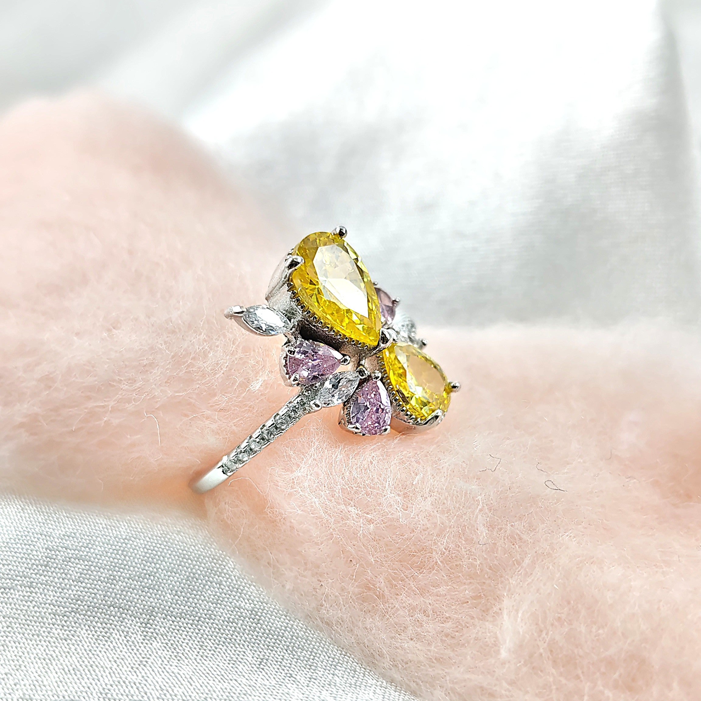 Bague en Argent – Éclat Floral Multicolore