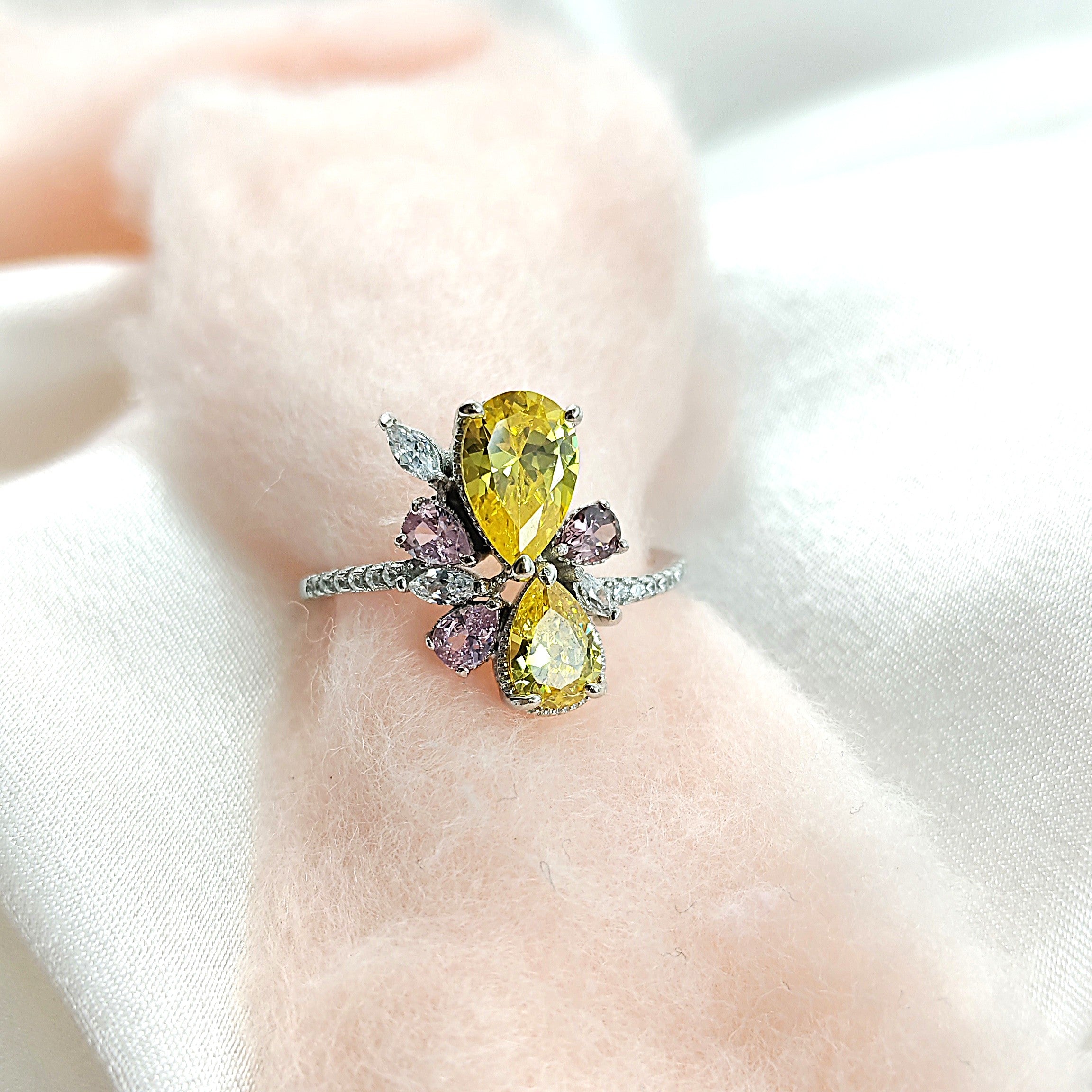 Bague en Argent – Éclat Floral Multicolore