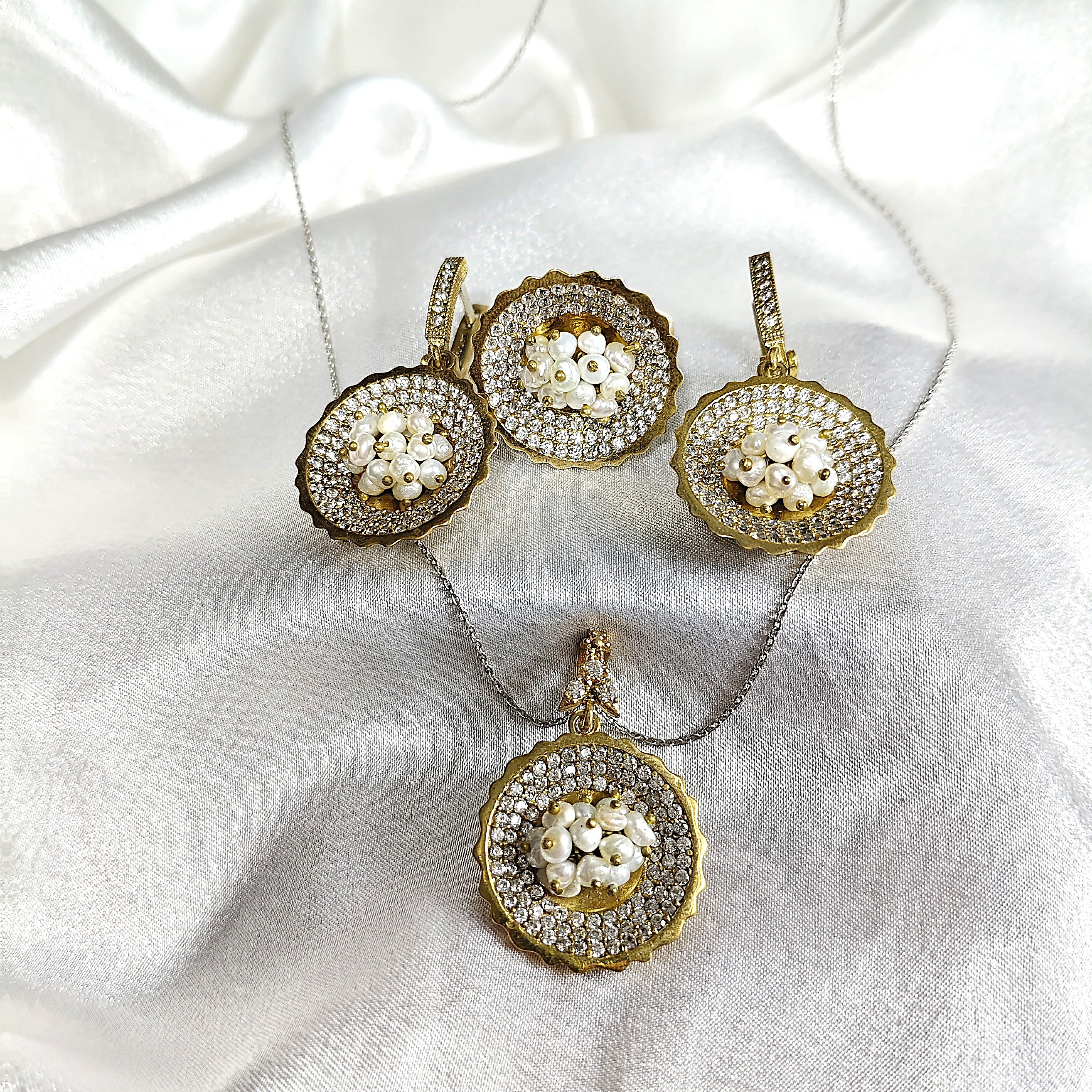 Parure “Éclat Perlé” en Argent & Bronze