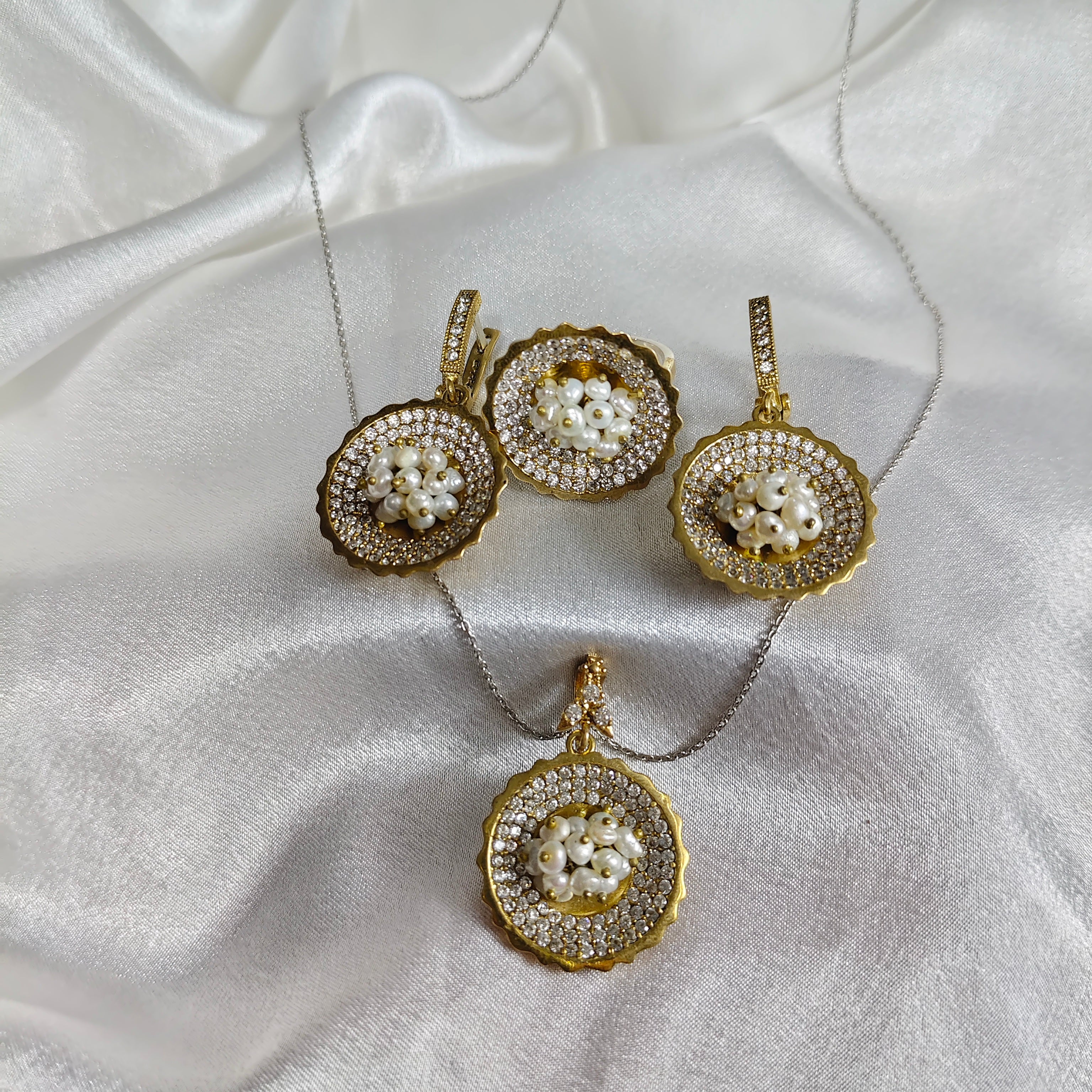 Parure “Éclat Perlé” en Argent & Bronze