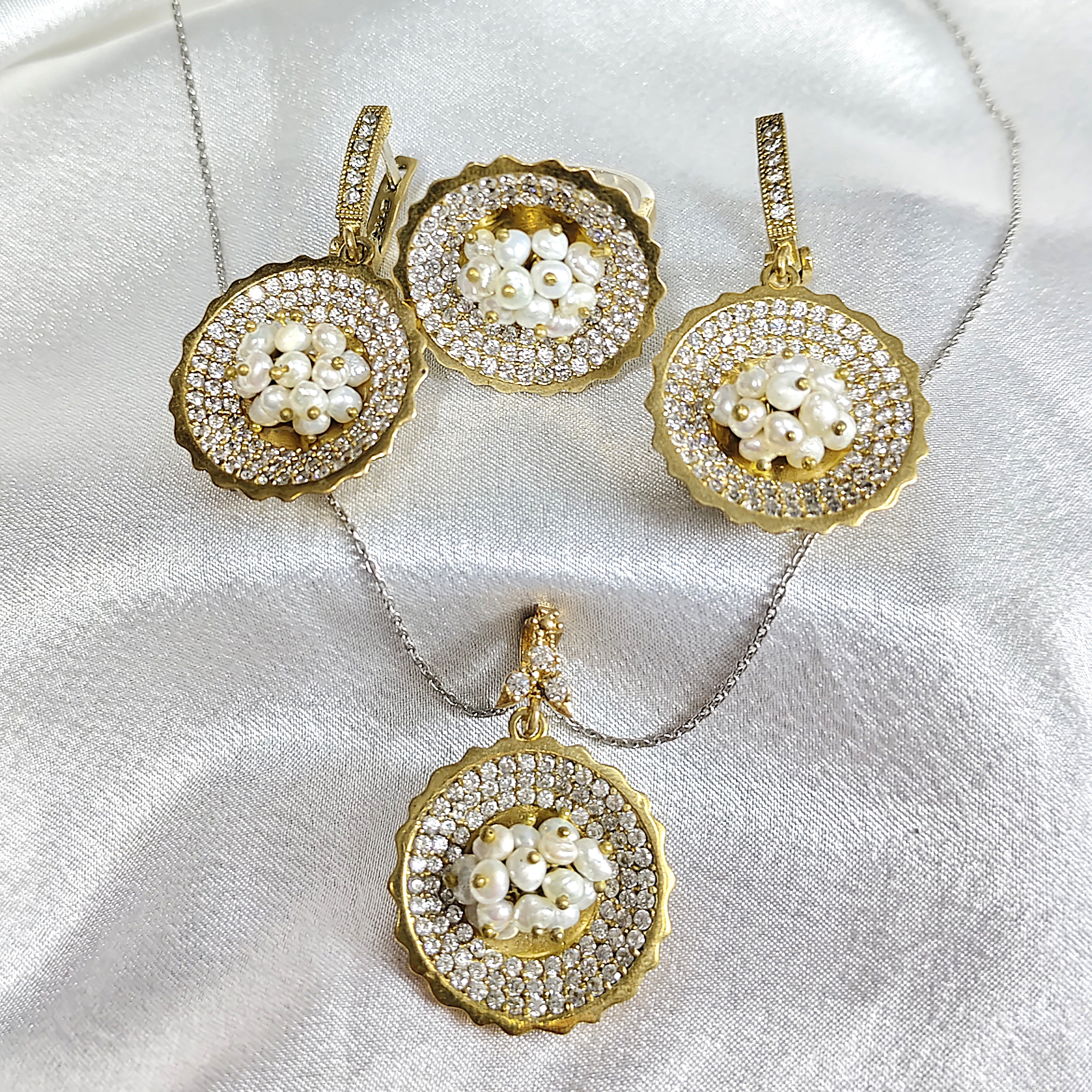 Parure “Éclat Perlé” en Argent & Bronze