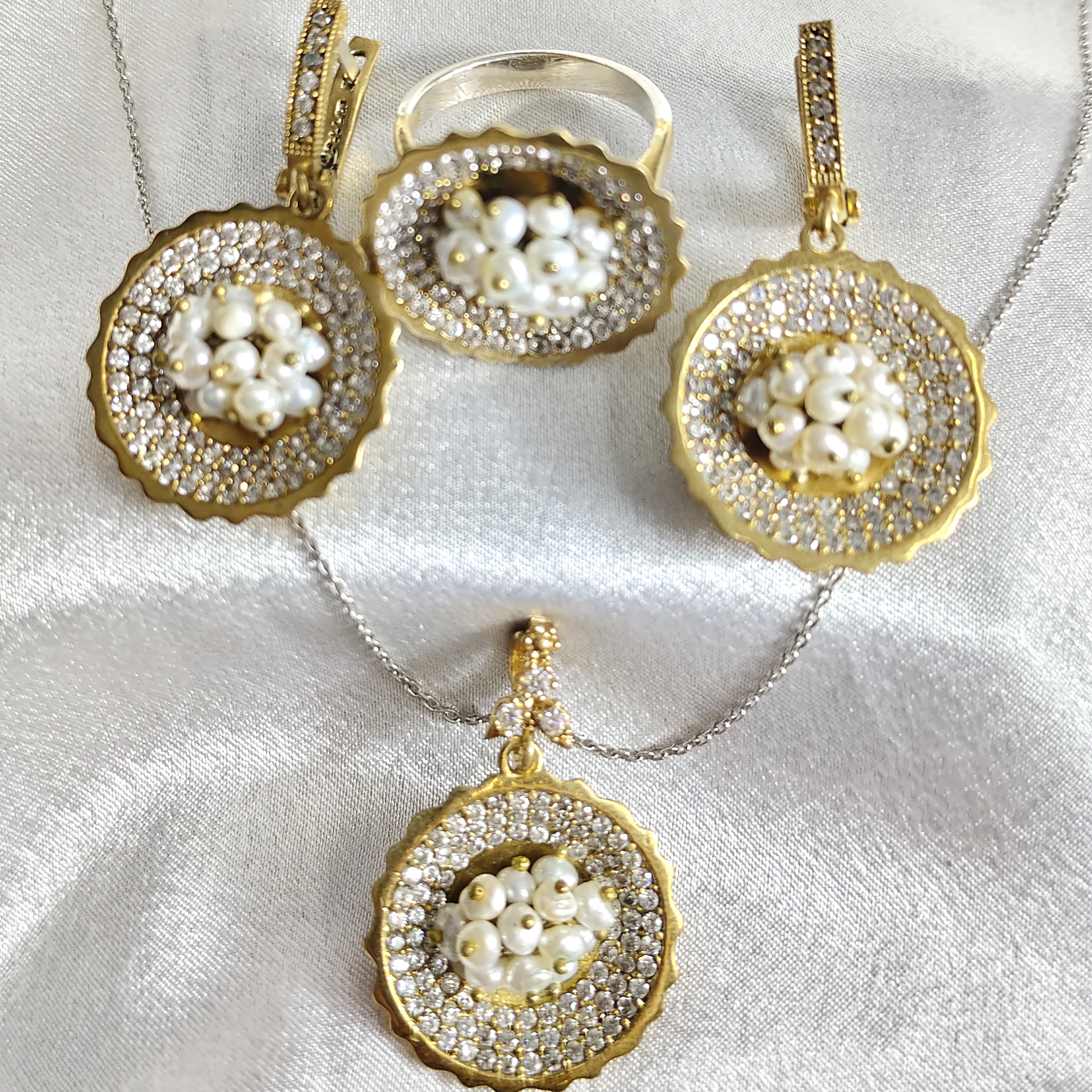 Parure “Éclat Perlé” en Argent & Bronze