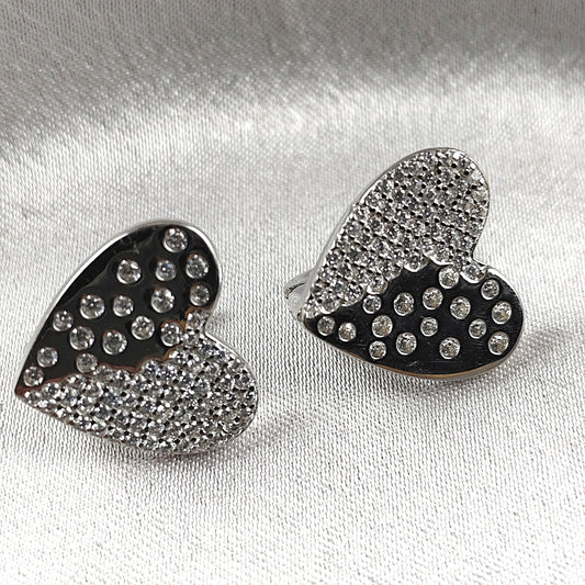 Boucles d’Oreilles “Cœur Scintillant” en Argent