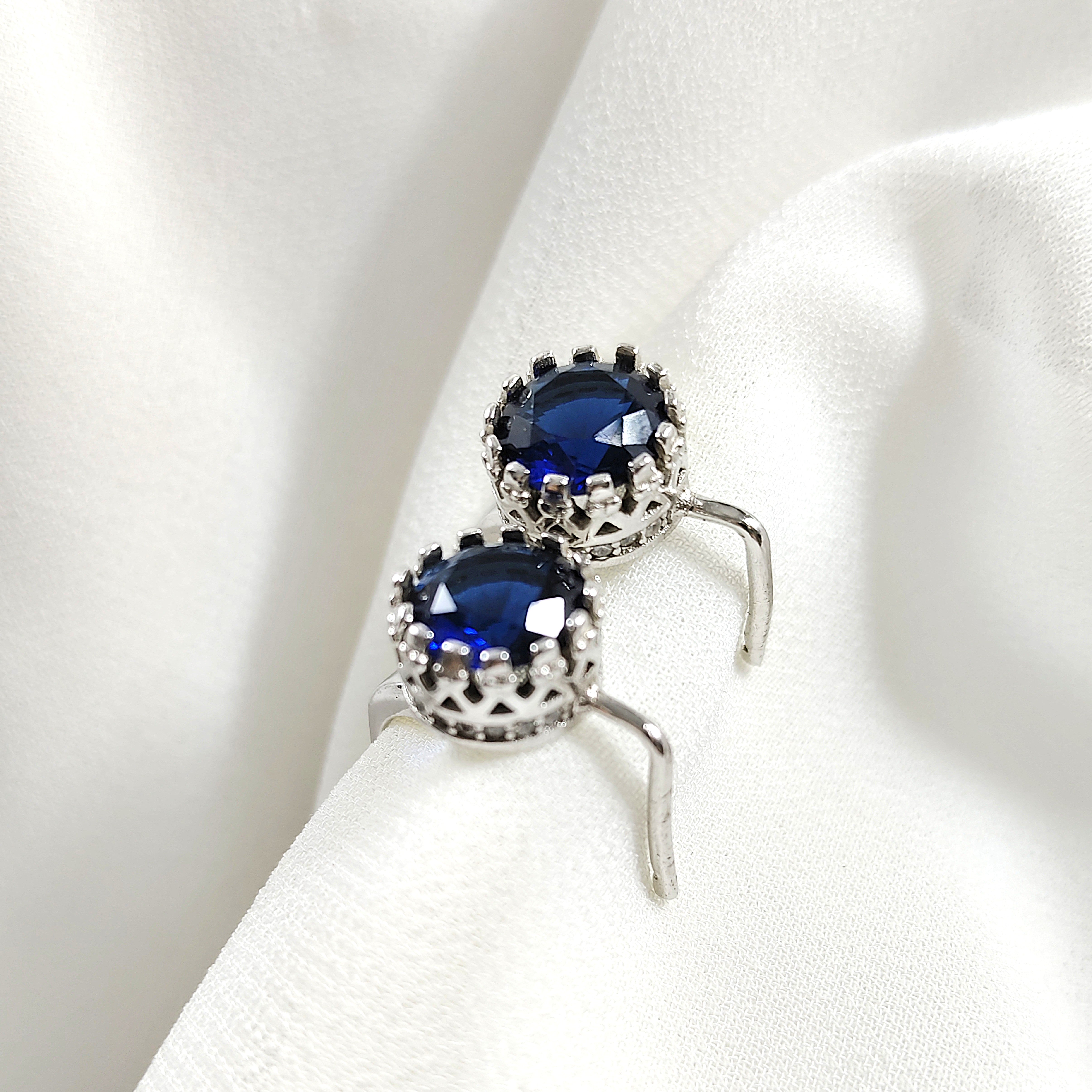 Boucles d’Oreilles en Argent 925 avec Pierre Bleue Royale