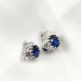 Boucles d’Oreilles en Argent 925 avec Pierre Bleue Royale