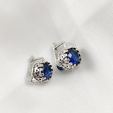 Boucles d’Oreilles en Argent 925 avec Pierre Bleue Royale
