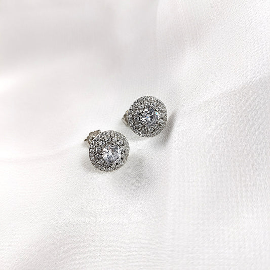 Boucles d’Oreilles Halo en Argent 925 & Zircons Brillants