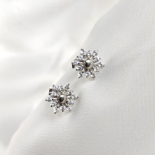 Boucles d’Oreilles Fleur Scintillante en Argent 925
