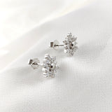 Boucles d’Oreilles Fleur Scintillante en Argent 925