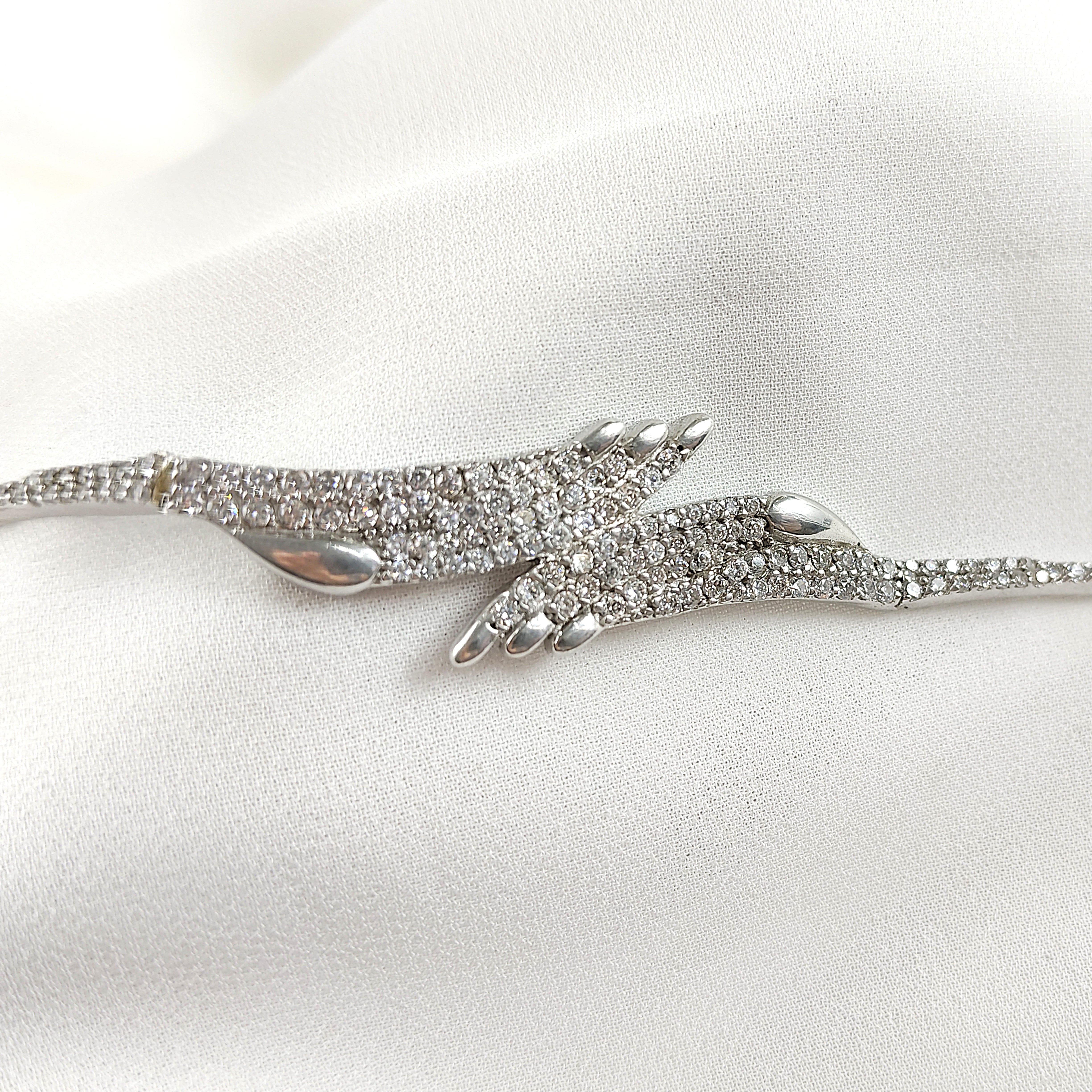 Bracelet Ailes Étincelantes en Argent 925 – Zircons Pavés