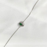 Gourmette en Argent 925 avec Goutte Émeraude