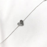Gourmette en Argent 925 Cœur Bicolore Pavé de Zircons