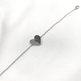 Gourmette en Argent 925 Cœur Bicolore Pavé de Zircons