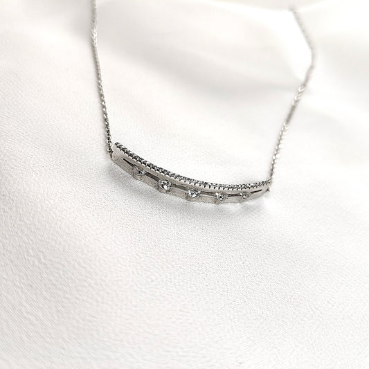 Chaîne en Argent 925 avec Barre Incrustée de Zircons