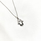Chaîne en Argent 925 Pendentif Main de Fatma (Hamsa) Cristallisée