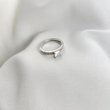 Bagues Alliance & Solitaire en Argent 925 Plaqué Rhodium – Pierre Carrée Zirconn