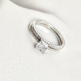 Bagues Alliance & Solitaire en Argent 925 Plaqué Rhodium – Pierre Carrée Zirconn