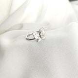 Bague papillon en argent rhodié et nacre blanche