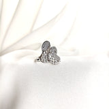 Bague en argent rhodié design papillon pavée de zircons