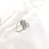 Bague en argent rhodié design papillon pavée de zircons