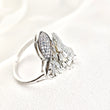 Bague en argent rhodié design papillon pavée de zircons