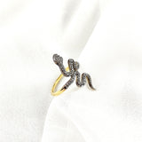 Bague Plaqué Or Serpent avec Zircons
