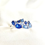 Bague en argent 925 avec pierres bleues dégradées – Océan d’Éclat