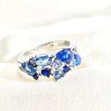 Bague en argent 925 avec pierres bleues dégradées – Océan d’Éclat