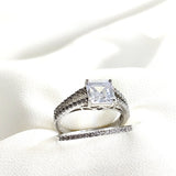 Bague en argent 925 “Royale Éternité” – Duo serti d’un zircon carré étincelant