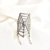 Bague en argent 925 “Toile d’Éclat” – Design arachnéen serti de zircons
