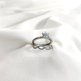 Bague en argent 925 “Éternité Brillante” – Duo d’alliance et solitaire en zircon