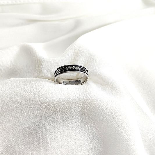 Bague homme en argent 925 motif battement de cœur – Style moderne