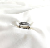 Bague homme en argent anneau texturé double liseré