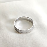 Bague homme en argent anneau texturé double liseré