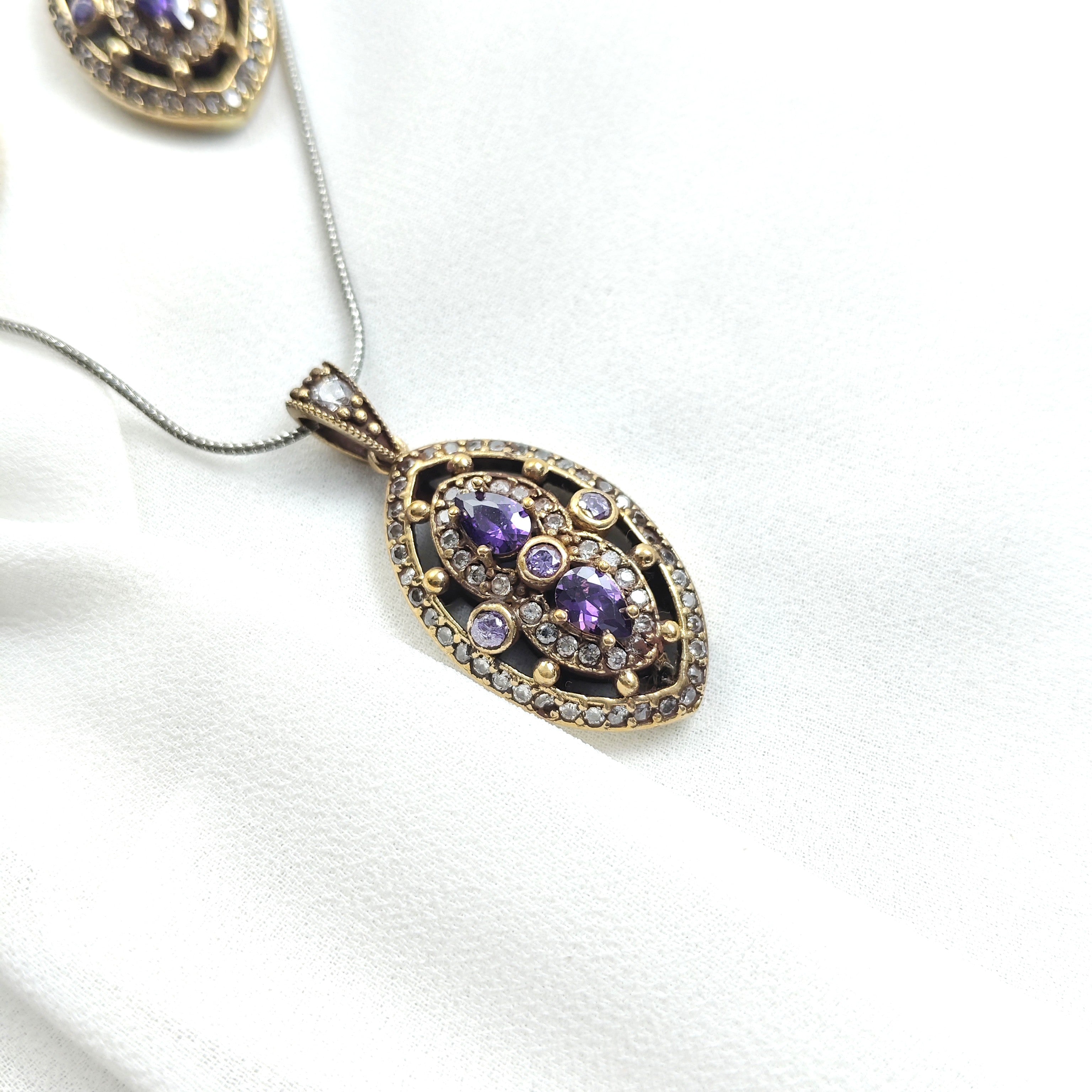Parure Antique Royale en Argent et Pierres Améthystes