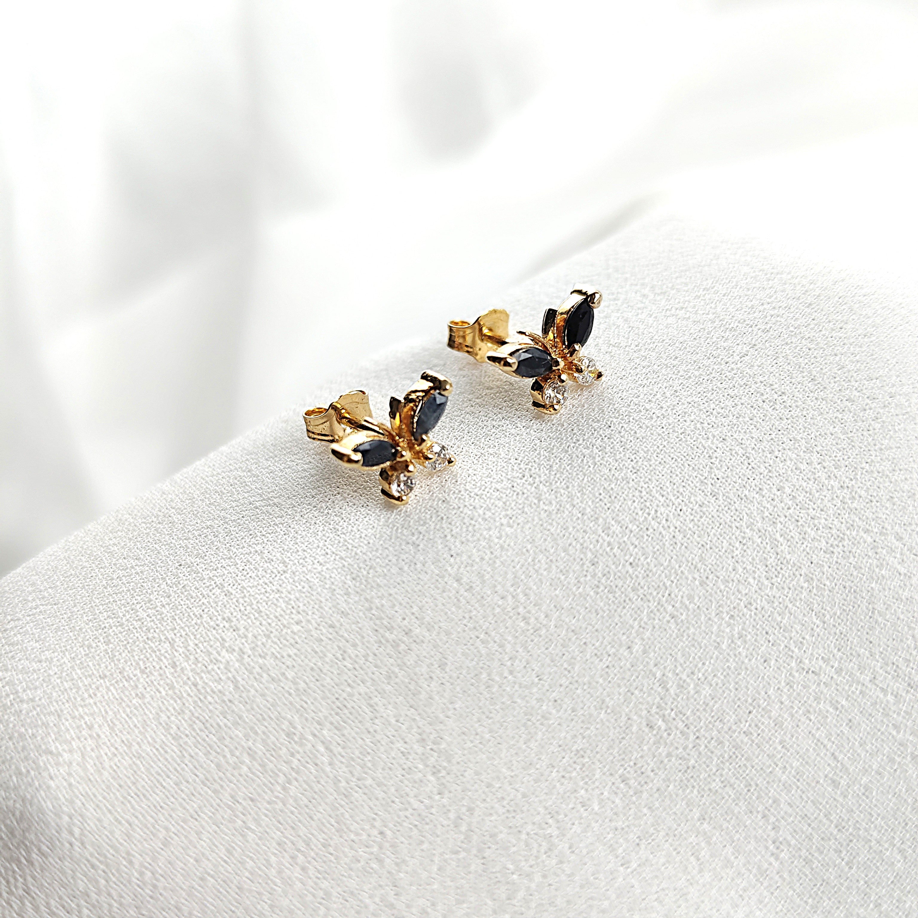 Boucles d’oreilles papillon en plaqué or – Garantie 10 ans