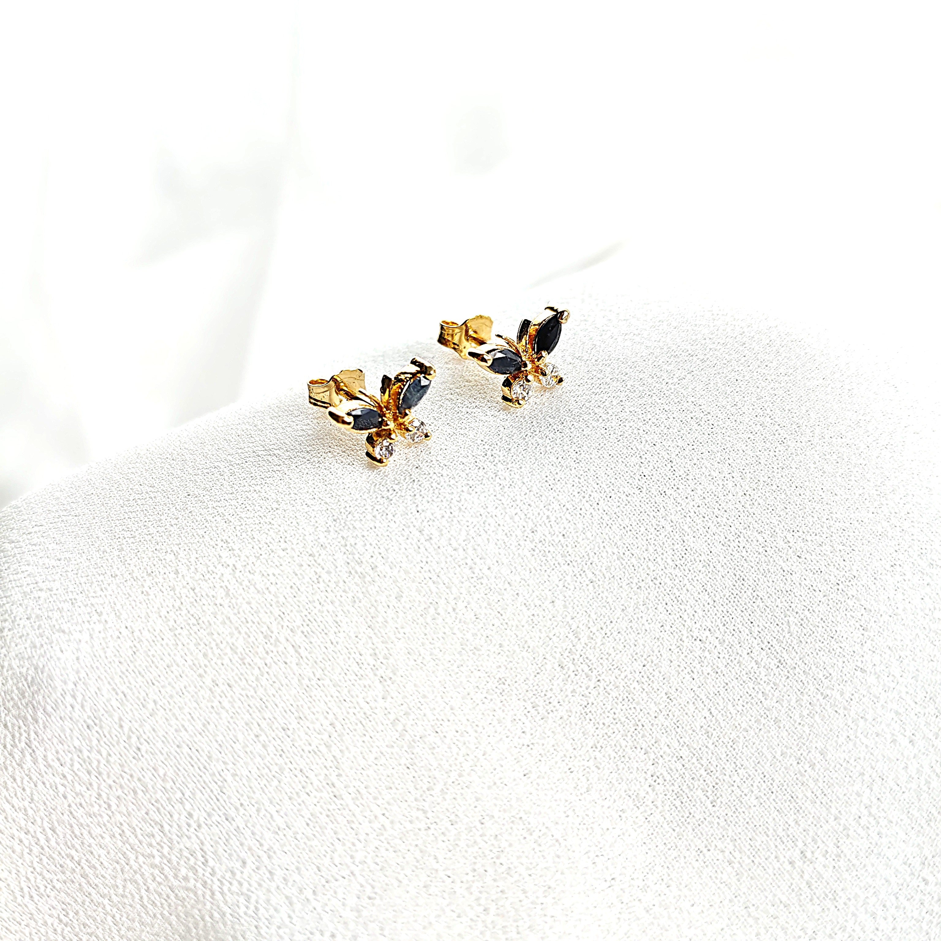 Boucles d’oreilles papillon en plaqué or – Garantie 10 ans