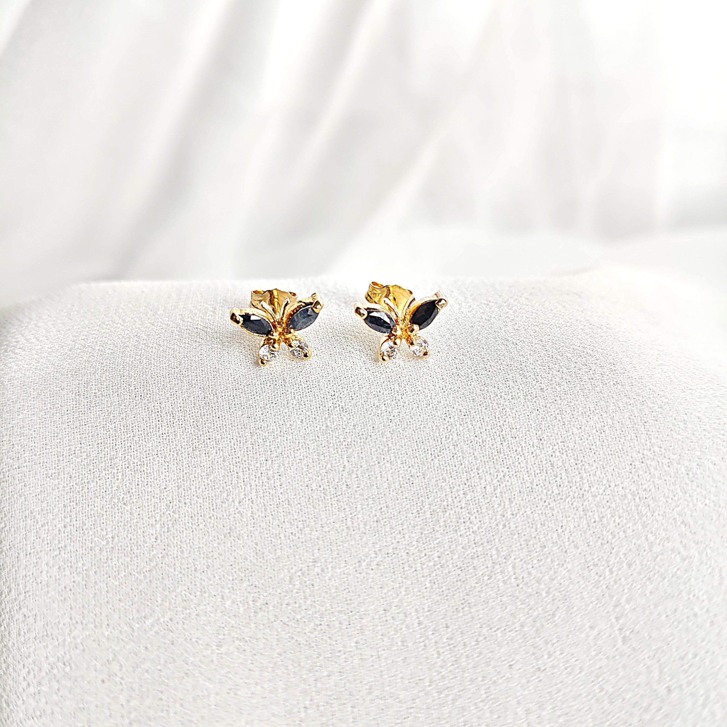 Boucles d’oreilles papillon en plaqué or – Garantie 10 ans