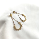 Boucles d’oreilles pendantes soleil en plaqué or – Garantie 10 ans