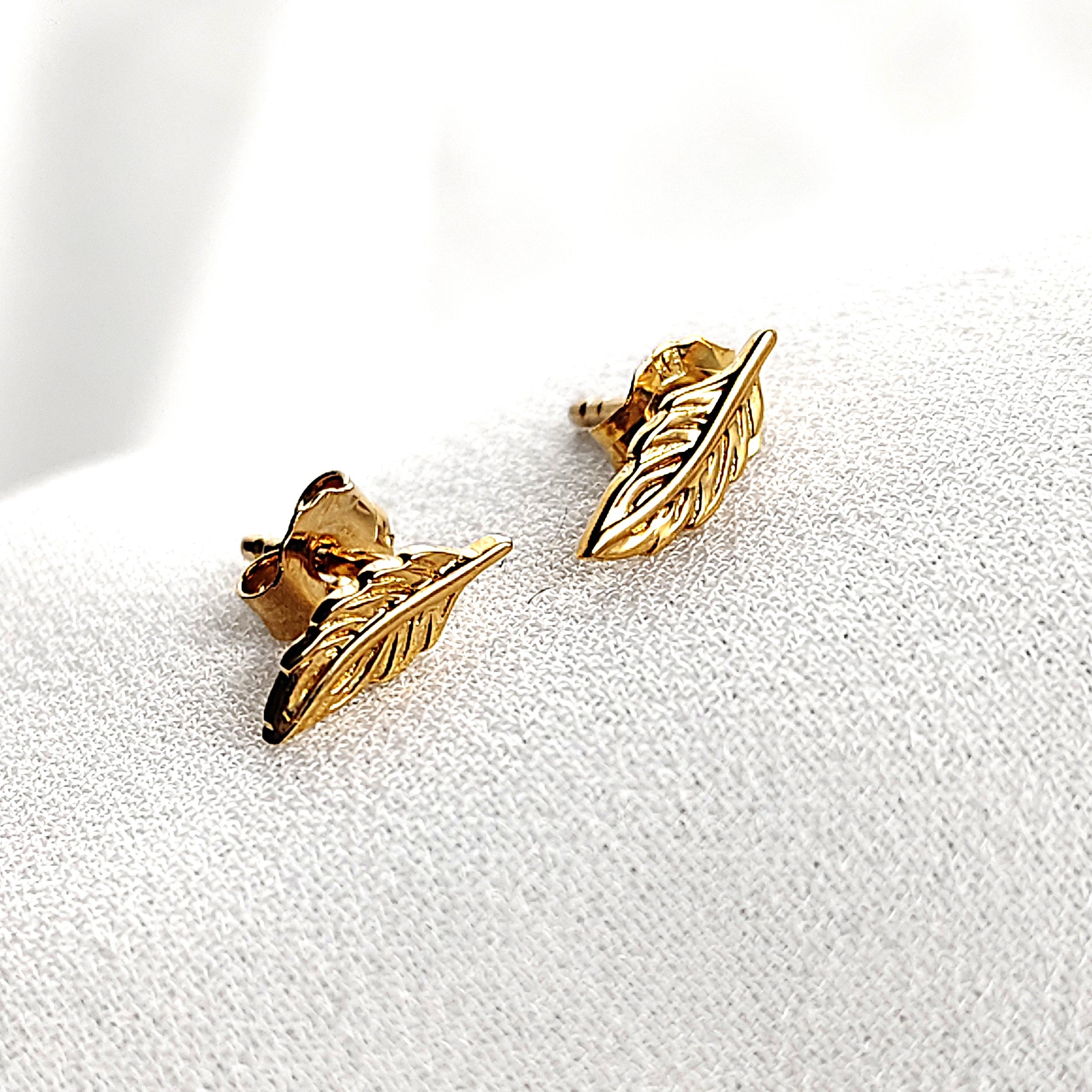 Boucles d’oreilles plume en plaqué or – Garantie 10 ans