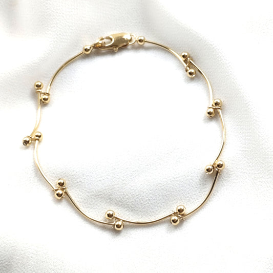 Gourmette perles ondulées en plaqué or – Garantie 10 ans