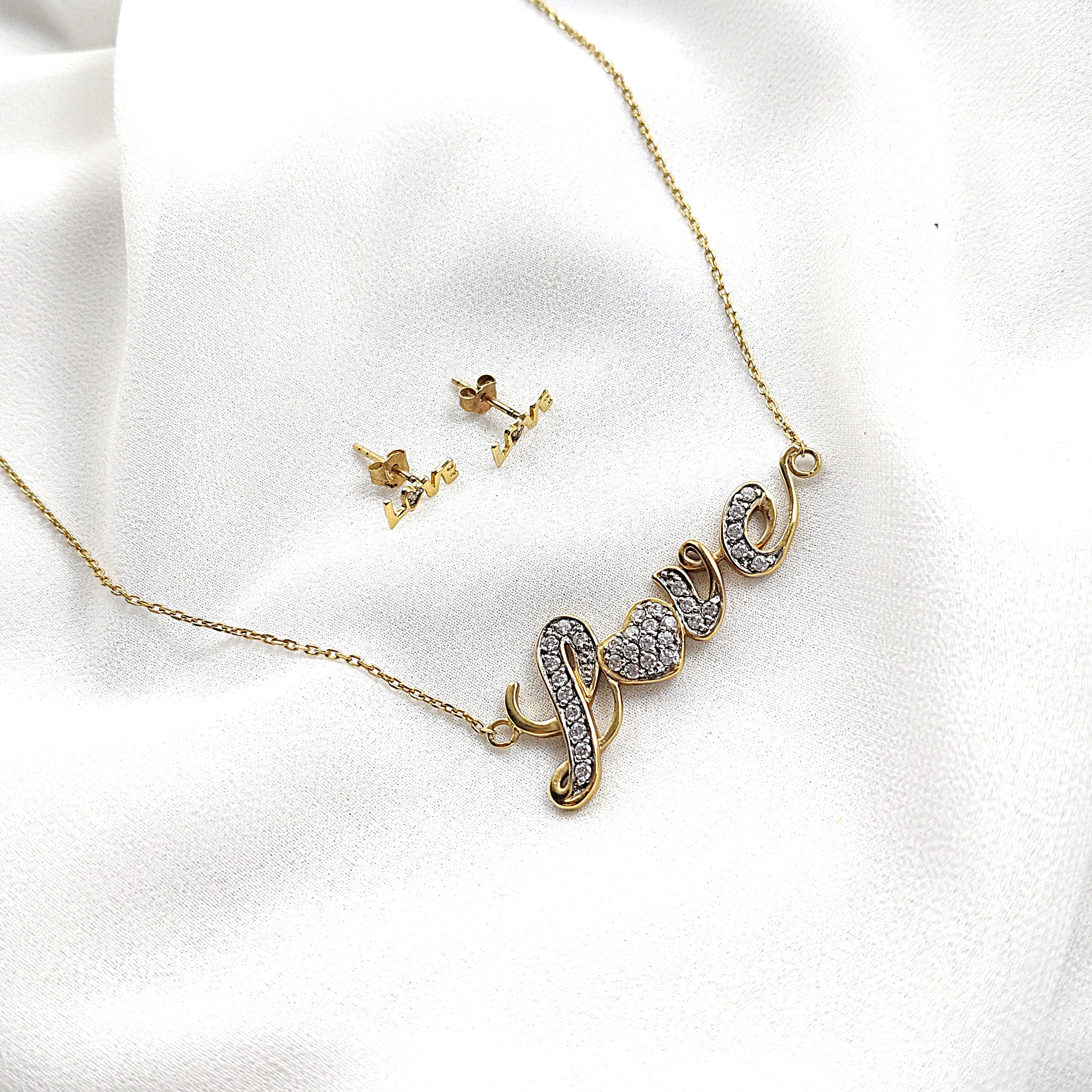 Parure “Love” en plaqué or – Garantie 10 ans