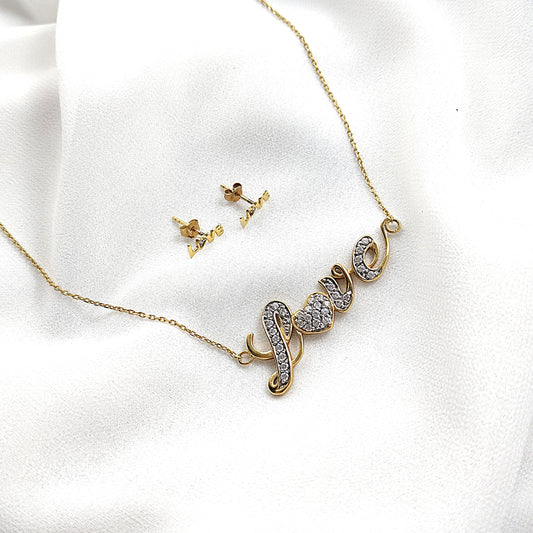 Parure “Love” en plaqué or – Garantie 10 ans