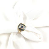 Bague octogonale pierres bleues en plaqué or – Garantie 10 ans