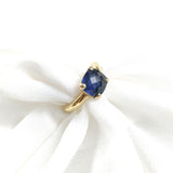Bague pierre bleue coussin en plaqué or – Garantie 10 ans