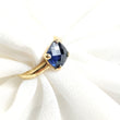 Bague pierre bleue coussin en plaqué or – Garantie 10 ans