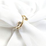 Bague ouverte double zircon en plaqué or – Garantie 10 ans