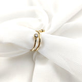 Bague ouverte double zircon en plaqué or – Garantie 10 ans