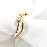 Bague ouverte double zircon en plaqué or – Garantie 10 ans