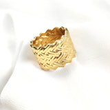 Bague large tressée en plaqué or – Garantie 10 ans